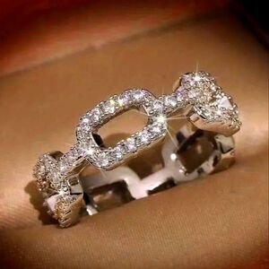 Barbie Princess Cubic Zirconia Chain Link Eternity Ring Adjustable for girls